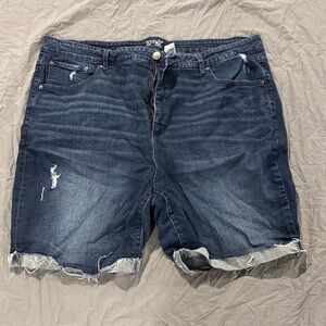 Torrid Dark Blue Distressed Jean Shorts